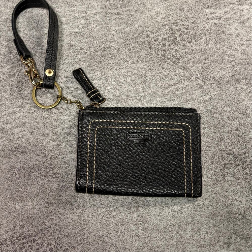 Coach Black Leather Mini Wallet Card Holder